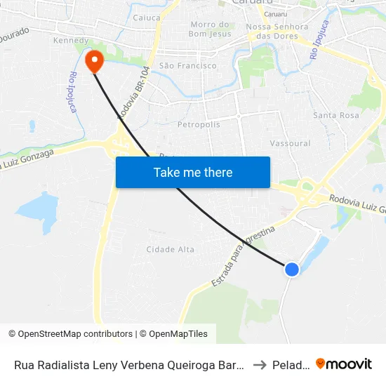 Rua Radialista Leny Verbena Queiroga Barros 201 to Peladas map