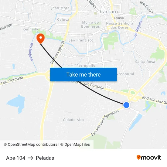 Ape-104 to Peladas map