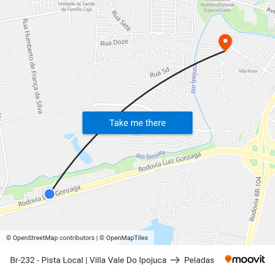 Br-232 - Pista Local | Villa Vale Do Ipojuca to Peladas map