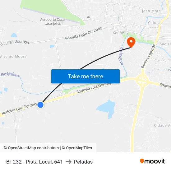 Br-232 - Pista Local, 641 to Peladas map