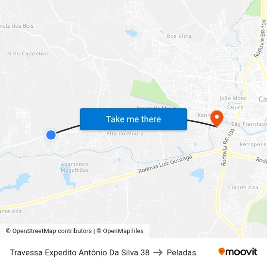 Travessa Expedito Antônio Da Silva 38 to Peladas map