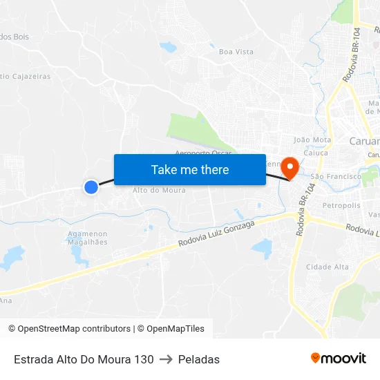 Estrada Alto Do Moura 130 to Peladas map