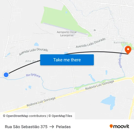 Rua São Sebastião 375 to Peladas map