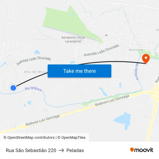 Rua São Sebastião 220 to Peladas map