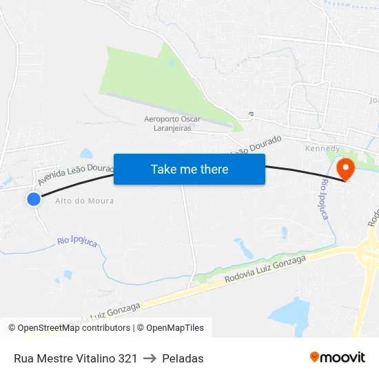 Rua Mestre Vitalino 321 to Peladas map