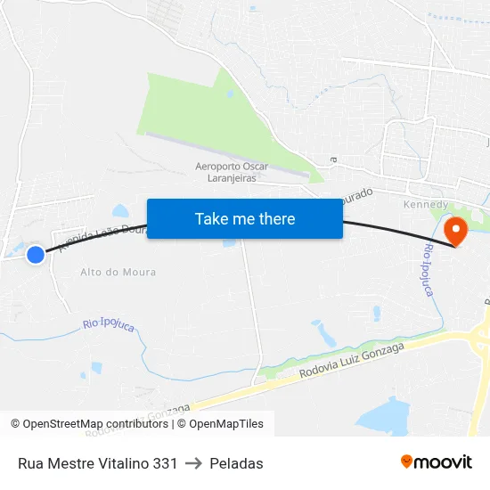 Rua Mestre Vitalino 331 to Peladas map