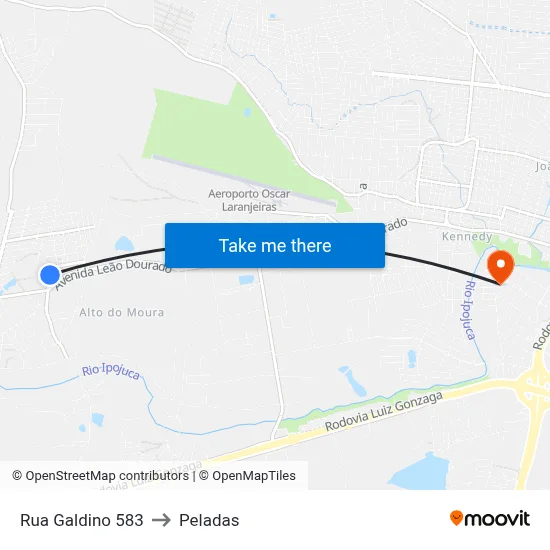Rua Galdino 583 to Peladas map