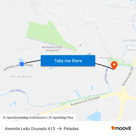 Avenida Leão Dourado 615 to Peladas map