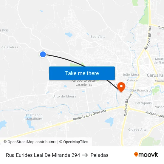 Rua Eurides Leal De Miranda 294 to Peladas map