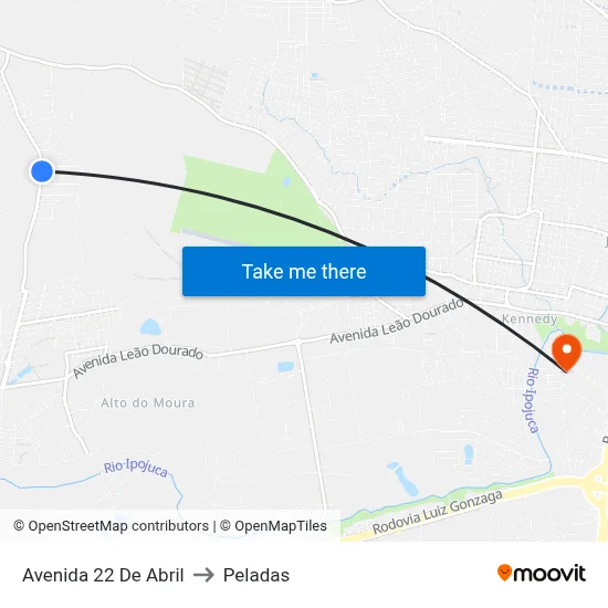 Avenida 22 De Abril to Peladas map