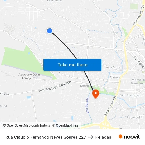 Rua Claudio Fernando Neves Soares 227 to Peladas map
