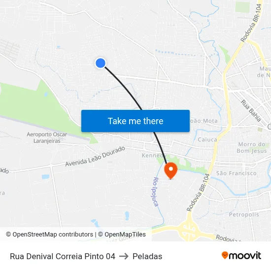 Rua Denival Correia Pinto 04 to Peladas map