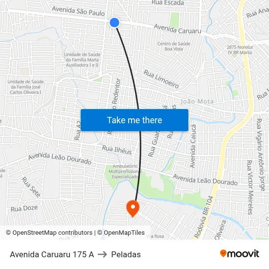 Avenida Caruaru 175 A to Peladas map