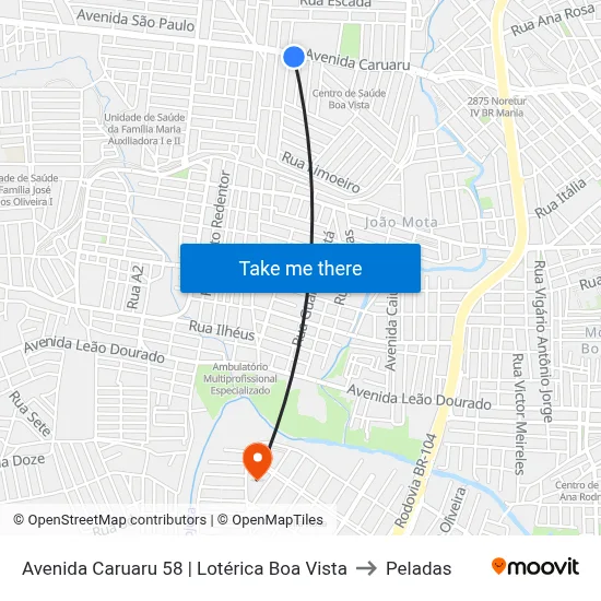 Avenida Caruaru 58 | Lotérica Boa Vista to Peladas map