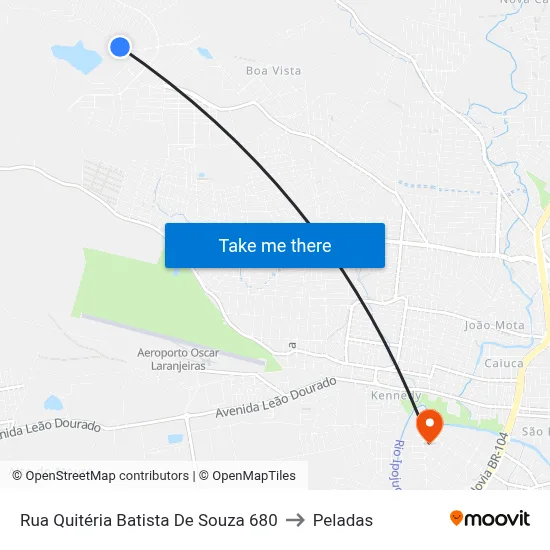 Rua Quitéria Batista De Souza 680 to Peladas map
