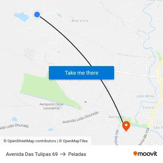 Avenida Das Tulipas 69 to Peladas map