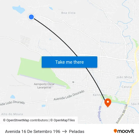 Avenida 16 De Setembro 196 to Peladas map
