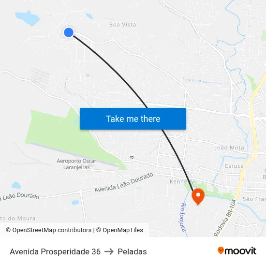 Avenida Prosperidade 36 to Peladas map