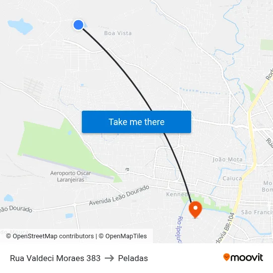 Rua Valdeci Moraes 383 to Peladas map