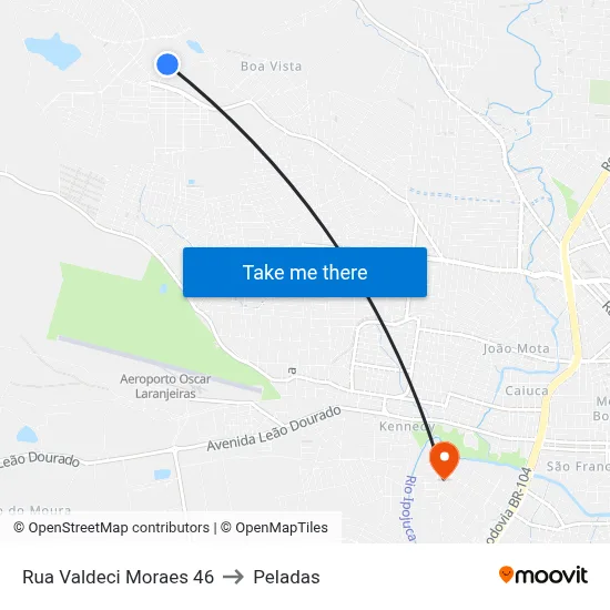 Rua Valdeci Moraes 46 to Peladas map