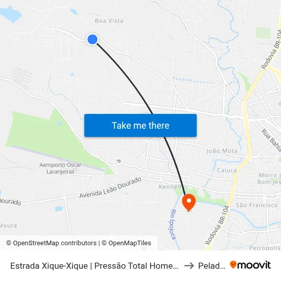 Estrada Xique-Xique | Pressão Total Home Center to Peladas map