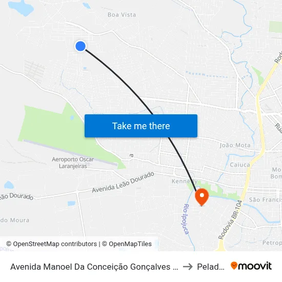 Avenida Manoel Da Conceição Gonçalves 155 to Peladas map