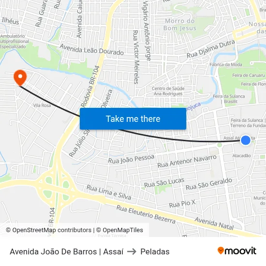 Avenida João De Barros | Assaí to Peladas map