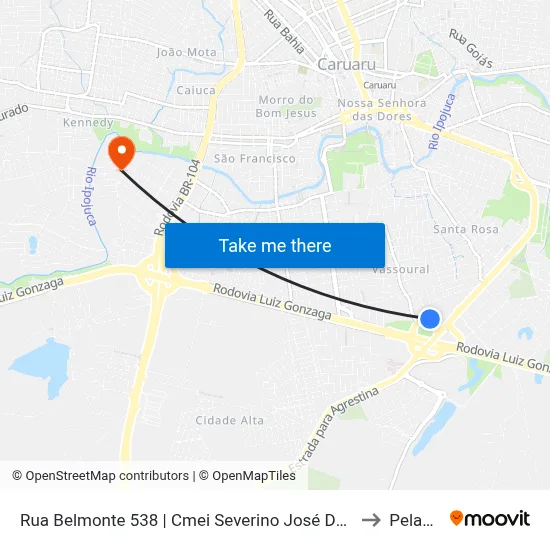 Rua Belmonte 538 | Cmei Severino José De Oliveira to Peladas map