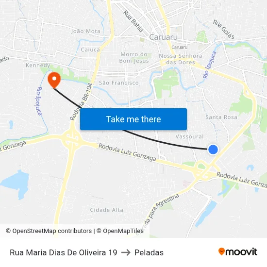 Rua Maria Dias De Oliveira 19 to Peladas map