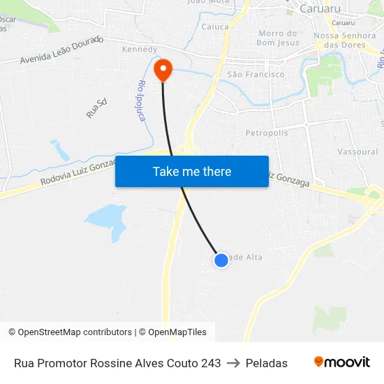 Rua Promotor Rossine Alves Couto 243 to Peladas map