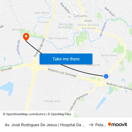 Av. José Rodrigues De Jesus | Hospital Da Mulher Do Agreste to Peladas map