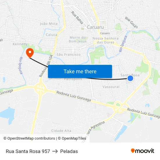 Rua Santa Rosa 957 to Peladas map
