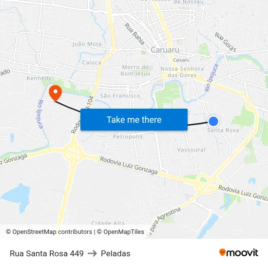 Rua Santa Rosa 449 to Peladas map