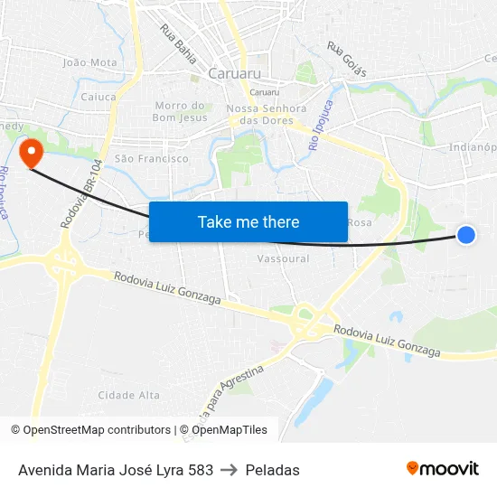 Avenida Maria José Lyra 583 to Peladas map