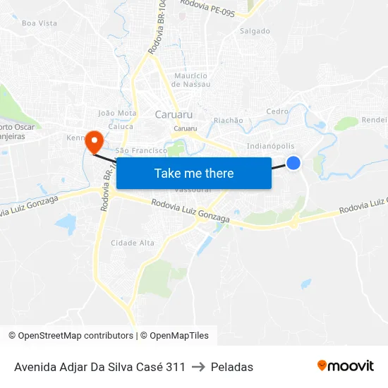 Avenida Adjar Da Silva Casé 311 to Peladas map