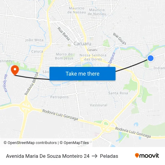 Avenida Maria De Souza Monteiro 24 to Peladas map