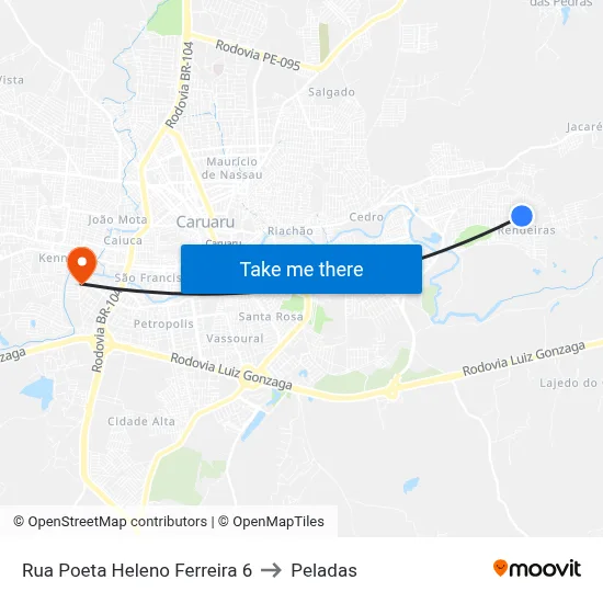 Rua Poeta Heleno Ferreira 6 to Peladas map