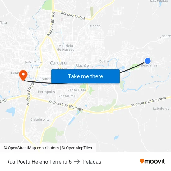 Rua Poeta Heleno Ferreira 6 to Peladas map