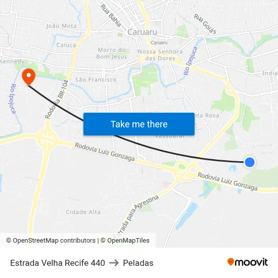 Estrada Velha Recife 440 to Peladas map