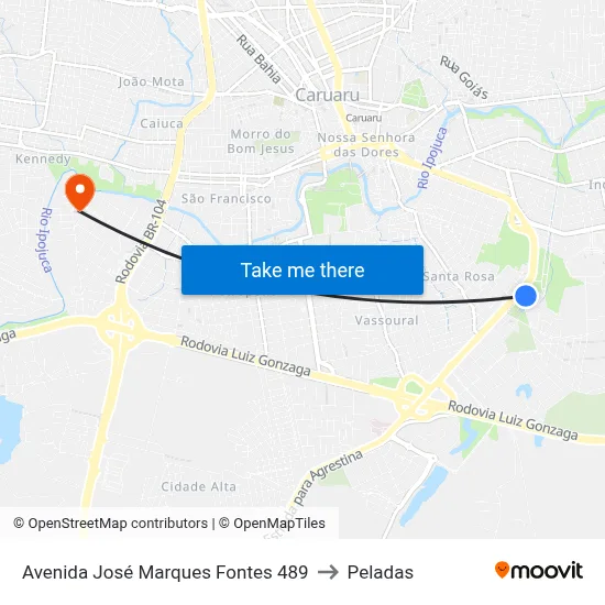 Avenida José Marques Fontes 489 to Peladas map