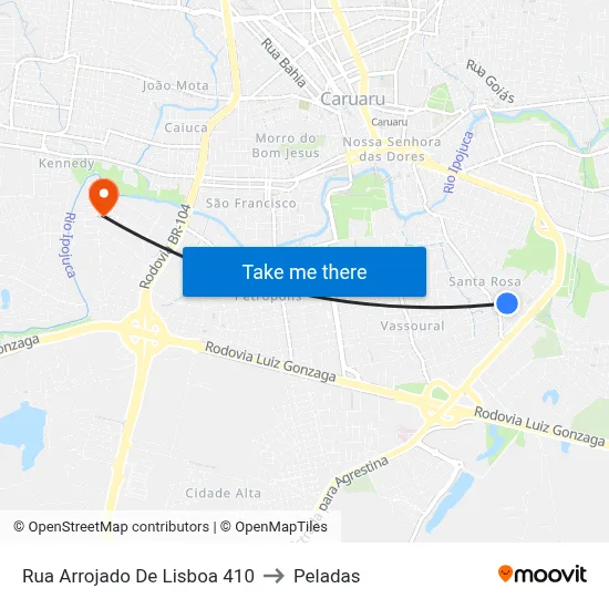 Rua Arrojado De Lisboa 410 to Peladas map