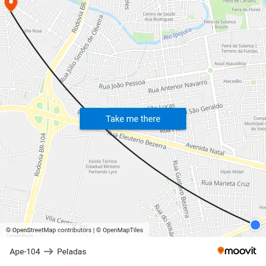 Ape-104 to Peladas map