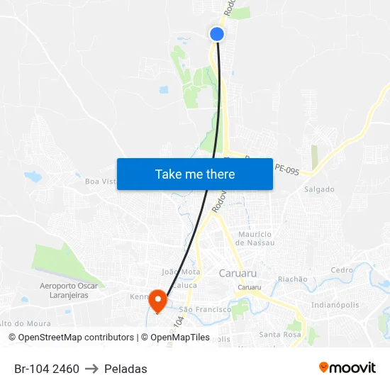 Br-104 2460 to Peladas map