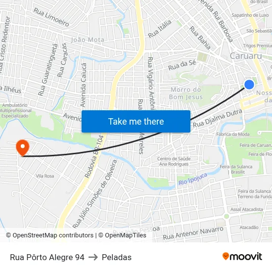 Rua Pôrto Alegre 94 to Peladas map