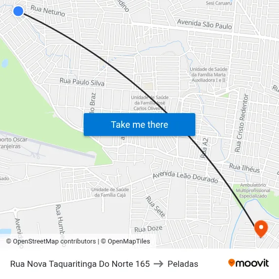 Rua Nova Taquaritinga Do Norte 165 to Peladas map