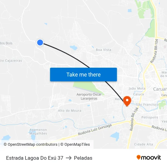 Estrada Lagoa Do Exú 37 to Peladas map