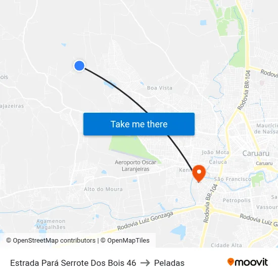 Estrada Pará Serrote Dos Bois 46 to Peladas map