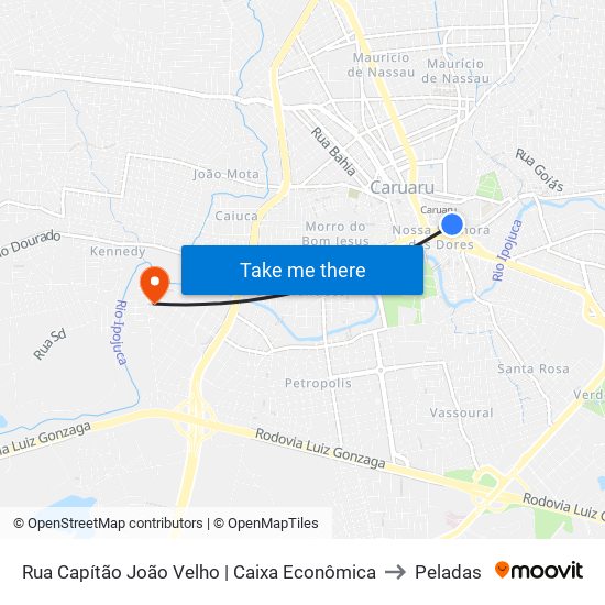 Rua Capítão João Velho | Caixa Econômica to Peladas map