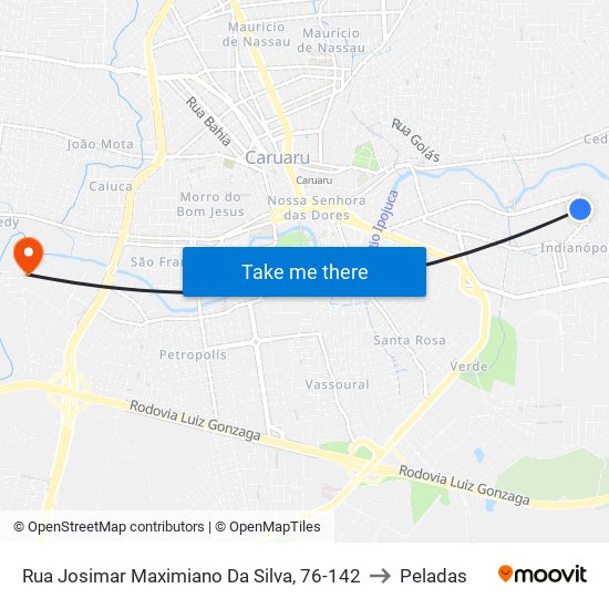 Rua Josimar Maximiano Da Silva, 76-142 to Peladas map