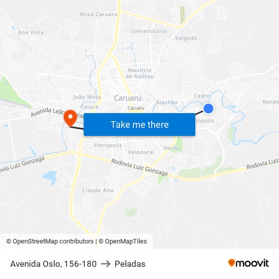 Avenida Oslo, 156-180 to Peladas map